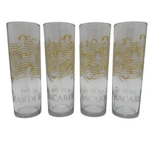 Set/4 Libbey Bacardi Limon Rum Tall Boy Rocks Cocktail Collins Drink Glasses